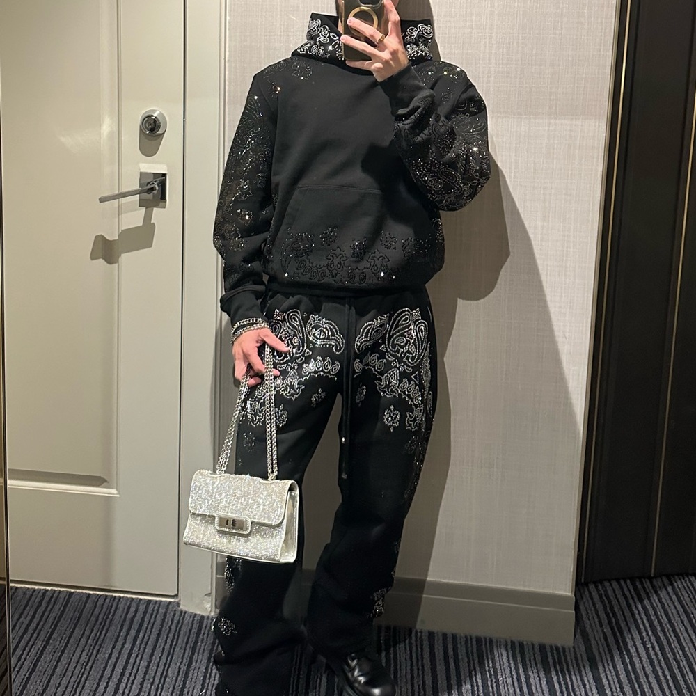 AMIRI Crystal Bandana Sweat Suit SET